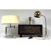 3pc Modern Lighting Lot. Brass
