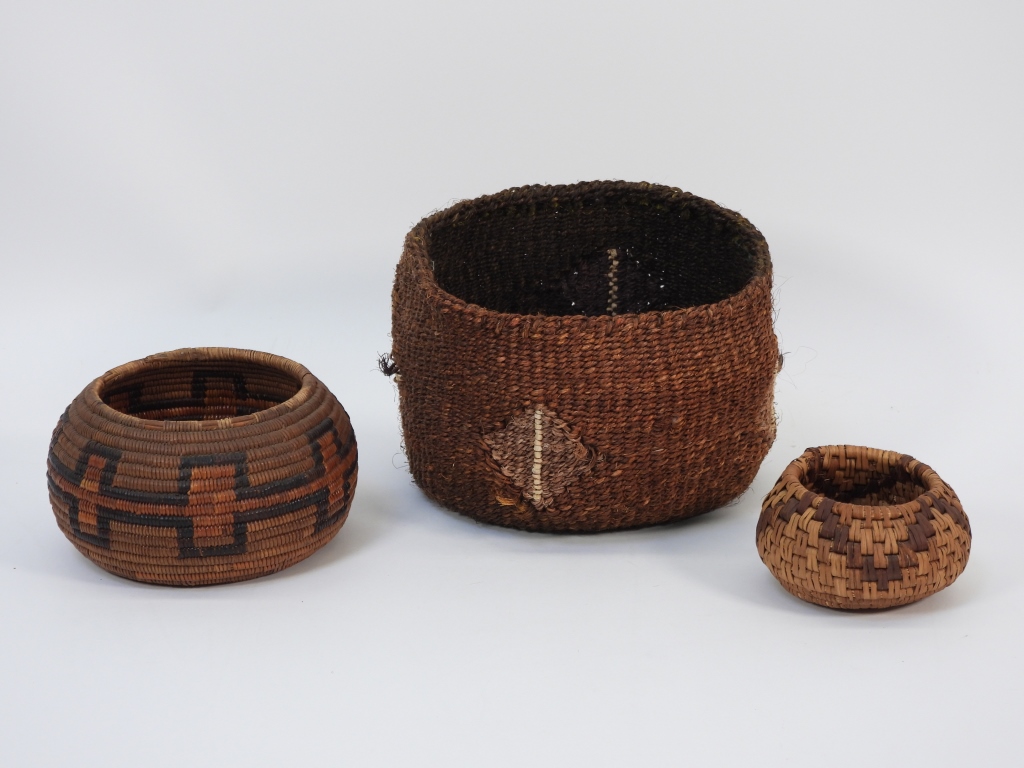 3PC NATIVE AMERICAN WOVEN BASKETS