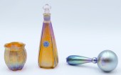 3pc Old Iridescent Art Glass 3