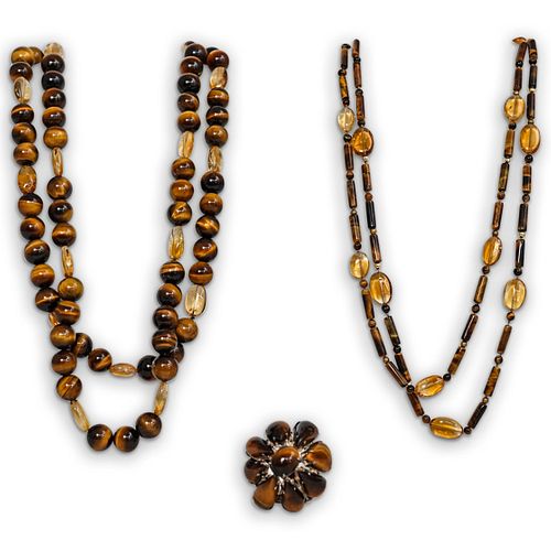 (3PC) POLISHED TIGER EYE JEWELRY