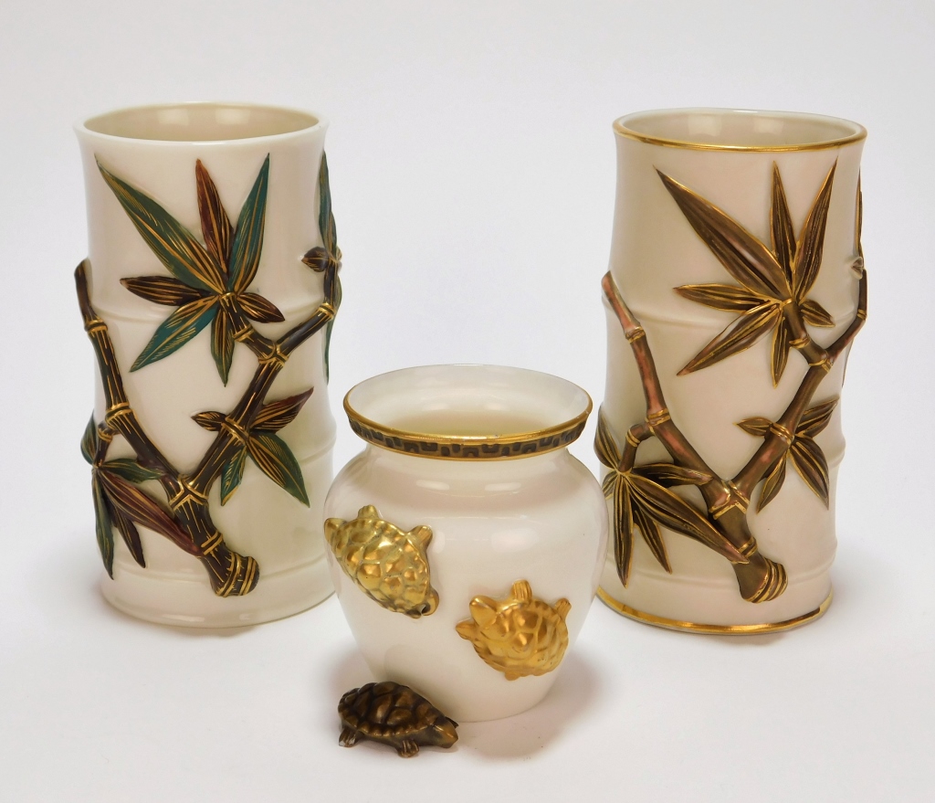 3PC ROYAL WORCESTER PORCELAIN VASES