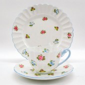 3PC SHELLEY TEA SET TRIO, ROSE