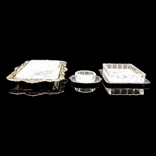 3PC SILVER COATED STEEL AND GLASS