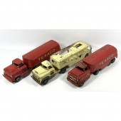 3pc Steel trucks. BUDDY L. Tan