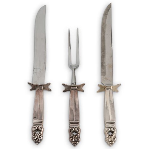 (3PC) STERLING HANDLE CARVING