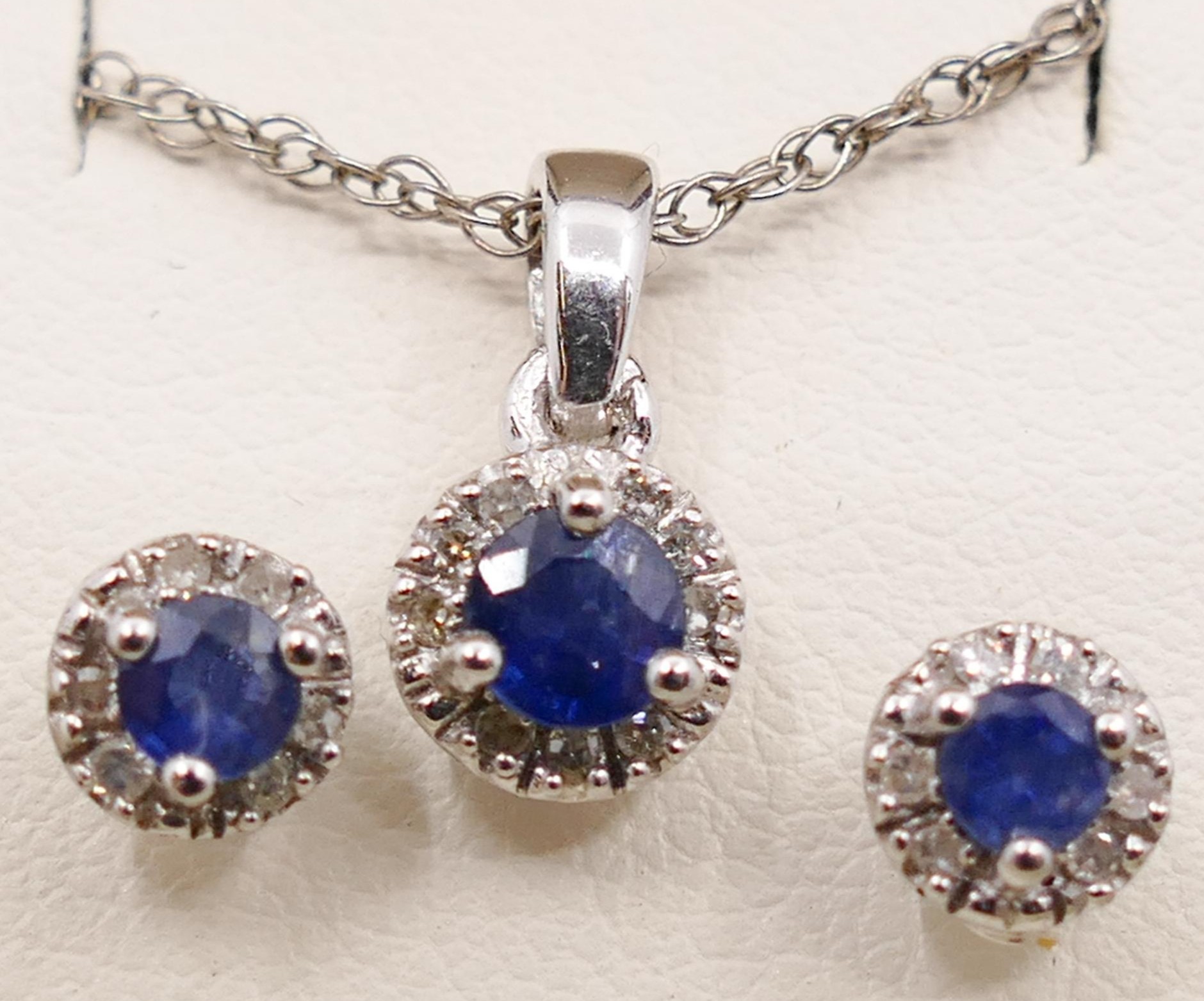 3pc Sterling & Sapphire Pendant &
