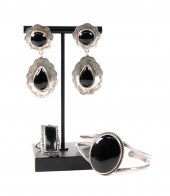 3PC STERLING SILVER & ONYX JEW
