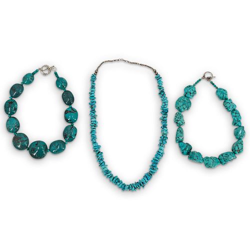 (3PC) STERLING SILVER & TURQUOISE
