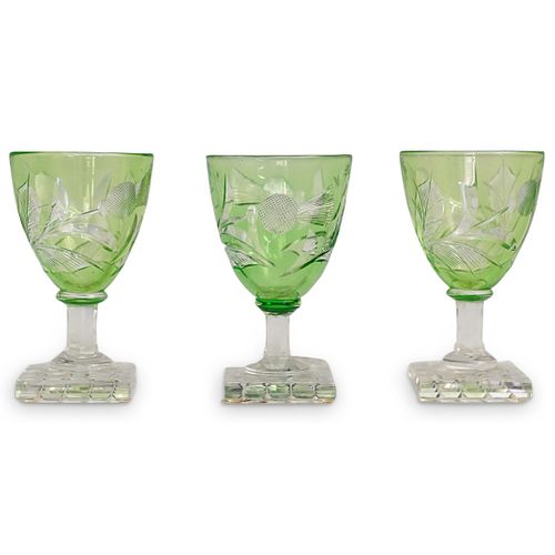 (3PC) STEUBEN GREEN THISTLE PATTERN