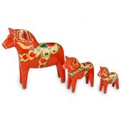 (3PC) SWEDISH DALA HORSE SETDE