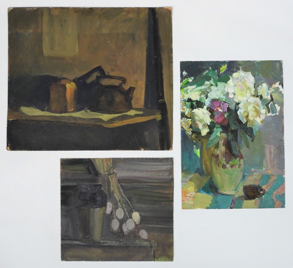 3PC UKRAINIAN FLORAL STILL LIFE