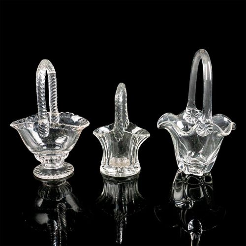 3PC VINTAGE CRYSTAL BASKET