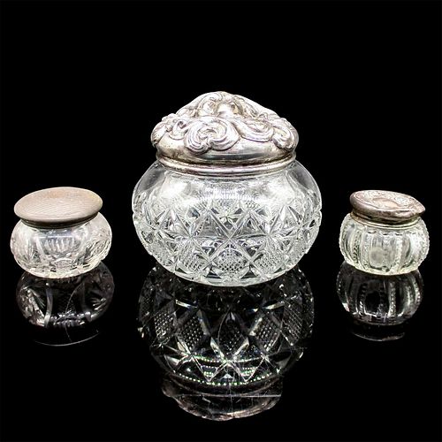 3PC VINTAGE CUT GLASS VANITY SET
