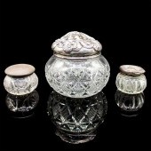 3PC VINTAGE CUT GLASS VANITY S