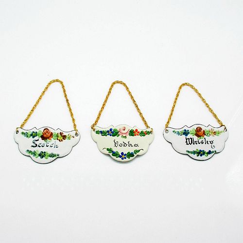 3PC VINTAGE ENAMEL DECANTER LABEL
