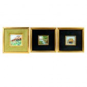 3PC VINTAGE FRAMED ENAMEL PLAQ