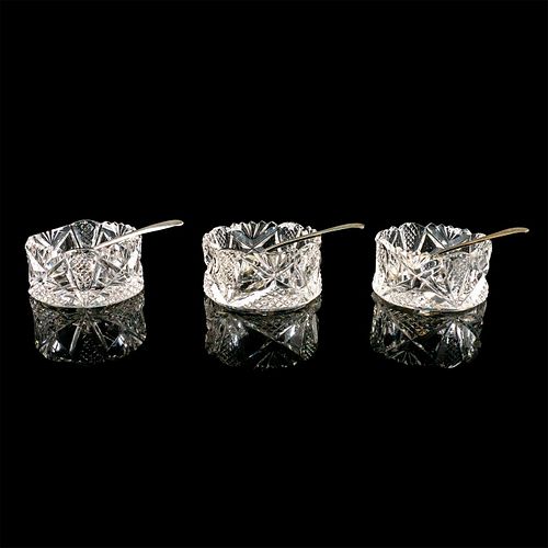 3PC VINTAGE GLASS OPEN SALT CELLARS