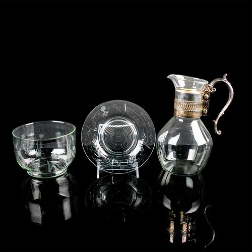 3PC VINTAGE GLASS TABLEWARE