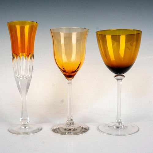 3PC VINTAGE STEMWARE AMBER