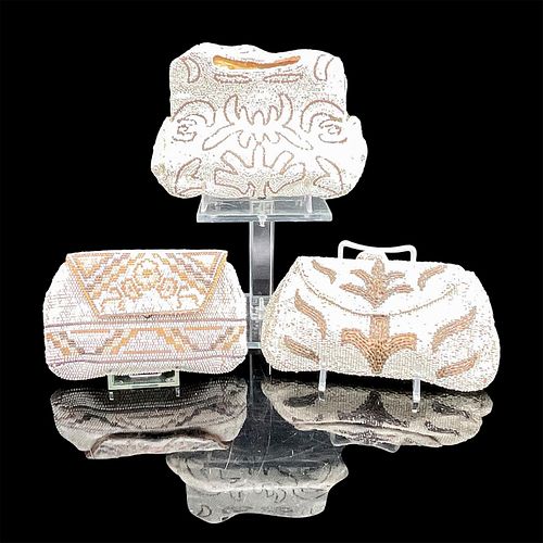 3PC VINTAGE WHITE BEADED WAIST