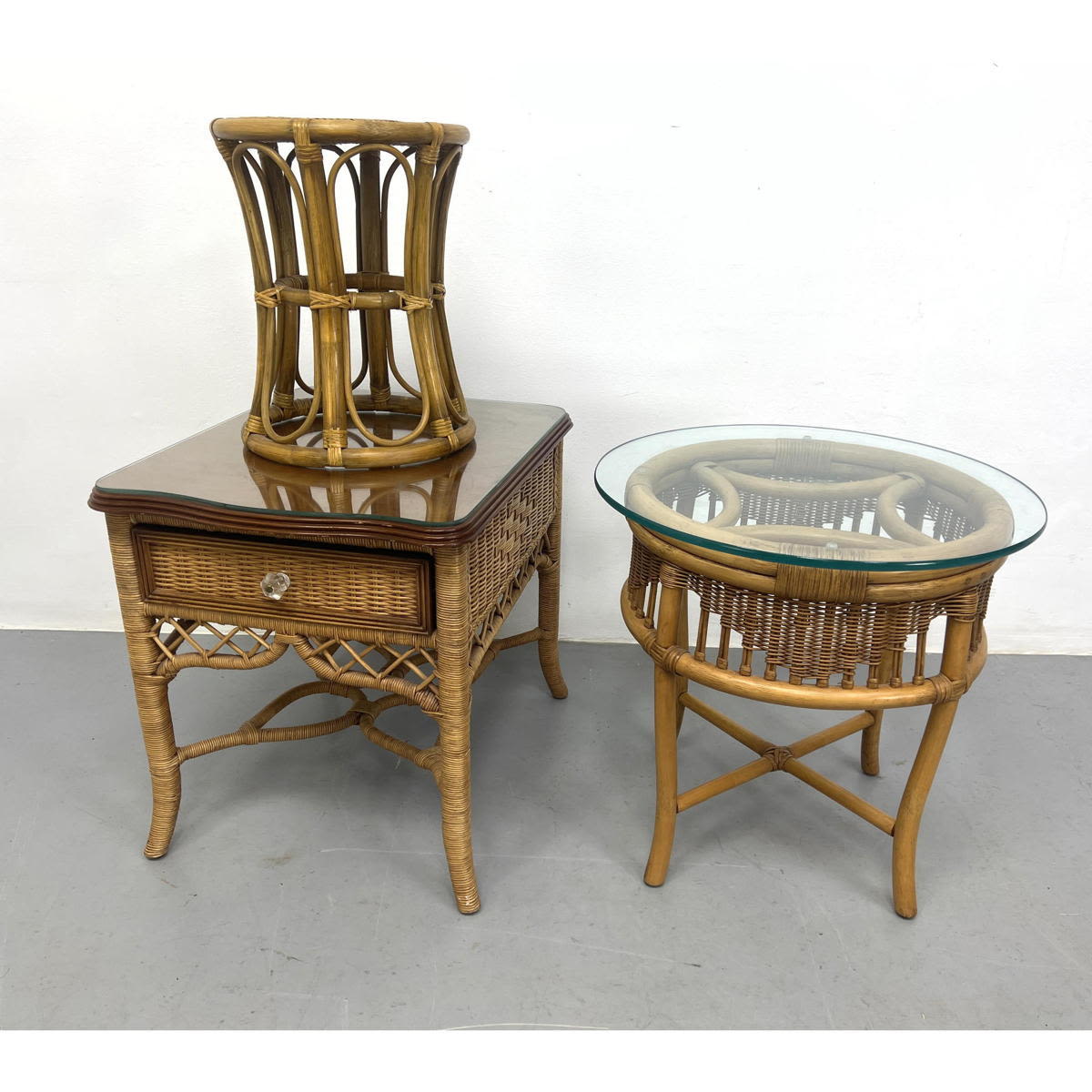 3pc Woven Rattan and Wicker