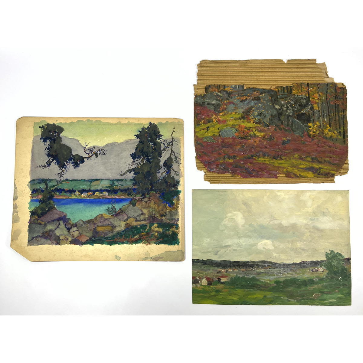 3pcs Antique paintings. W. Thatcher