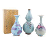 3PCS CHINESE CELADON & PURPLE