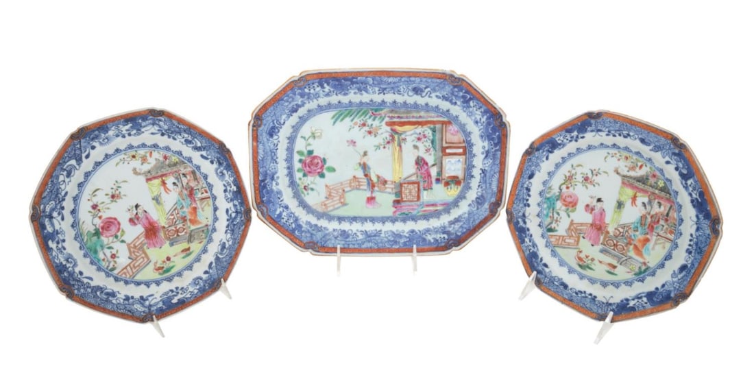 3PCS CHINESE EXPORT FAMILLE ROSE