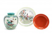 3PCS CHINESE PORCELAIN, TWO PL