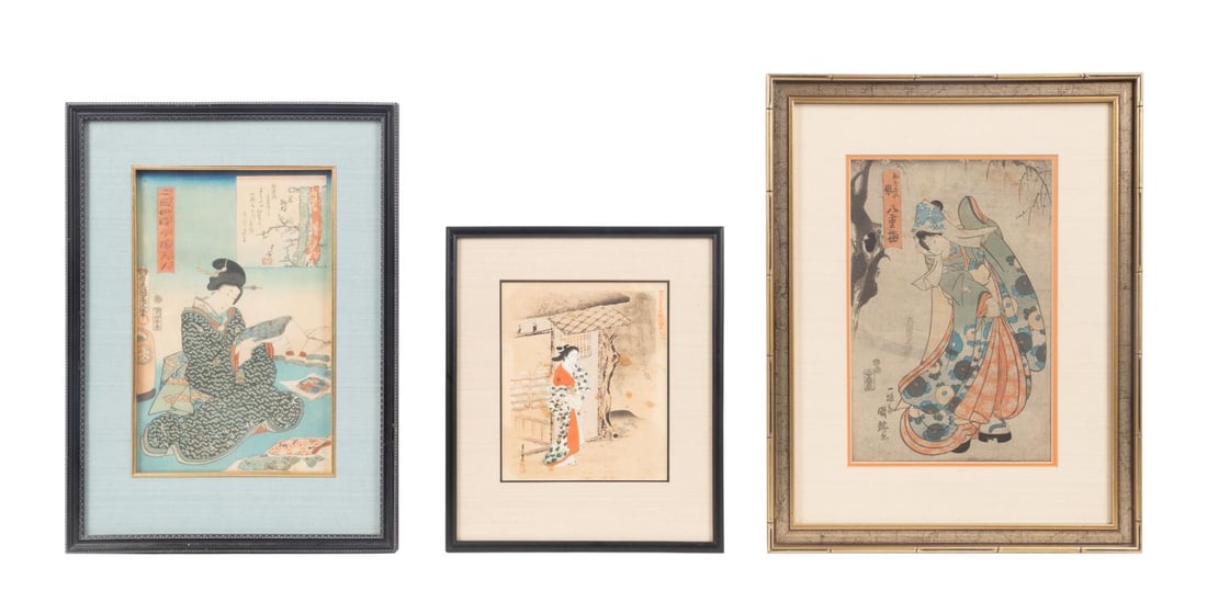3PCS FRAMED JAPANESE WOODBLOCK