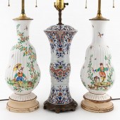 3PCS FRENCH FAIENCE TABLE LAMP