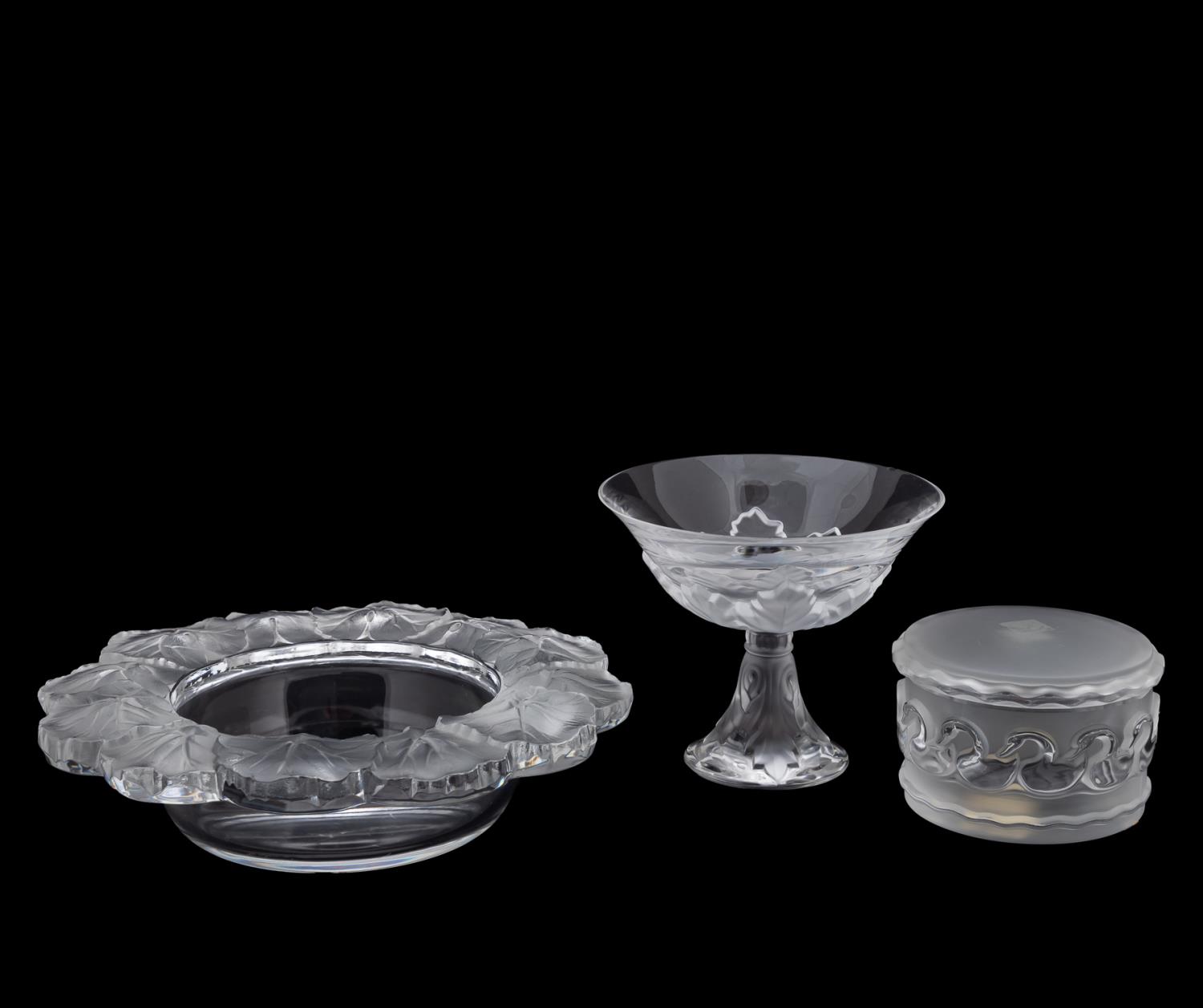 3PCS, LALIQUE AND ST. LOUIS CRYSTAL