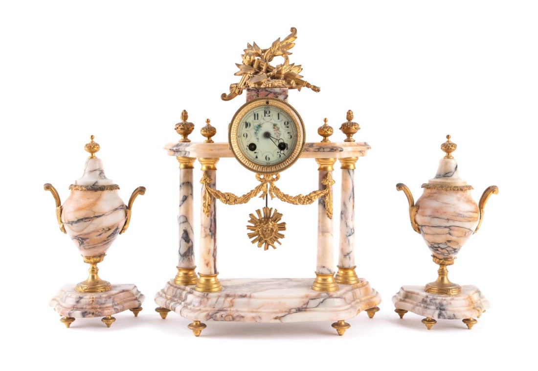 3PCS NAPOLEON III MARBLE CLOCK