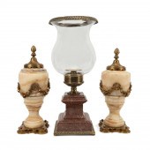 3PCS ONYX & MARBLE URNS & HURR