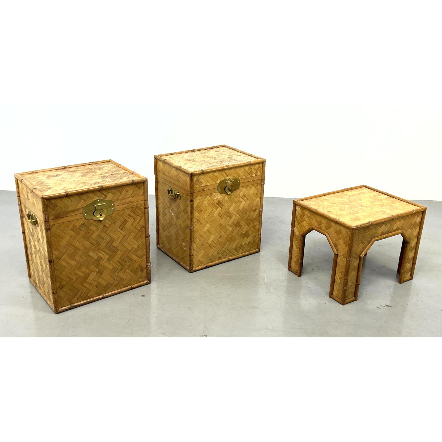 3pcs Rattan Furniture. Pair trunk