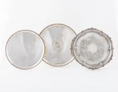 3PCS ROUND SILVER TRAYS, GORHA