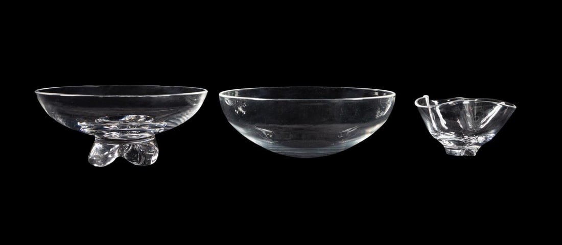 3PCS STEUBEN CLEAR BOWLS TWO