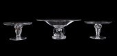 3PCS STEUBEN GLASS TWO TAZZAS