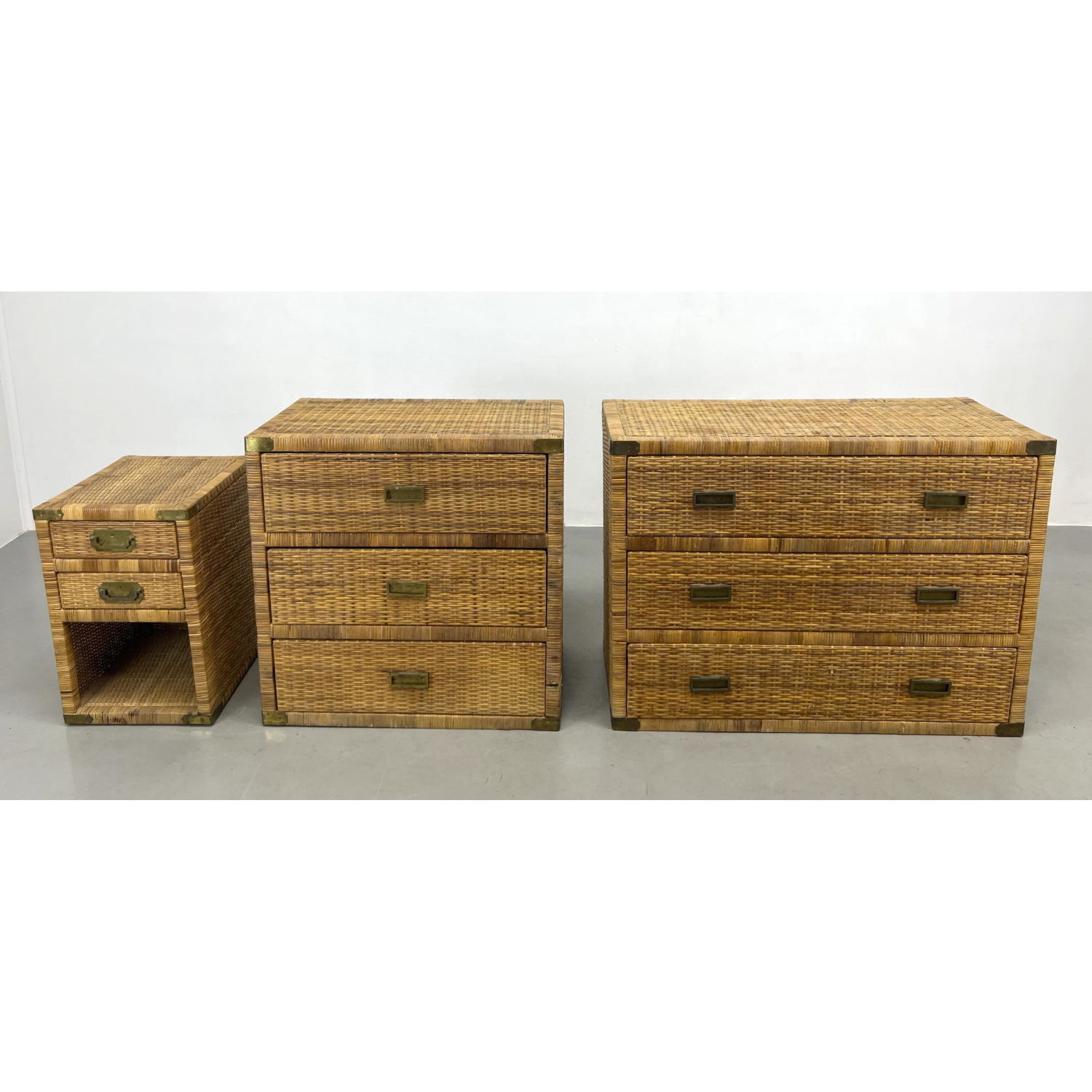 3pcs Wicker Rattan Cabinets. Two