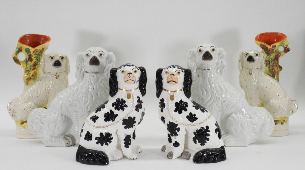 3PR STAFFORDSHIRE PORCELAIN DOGS