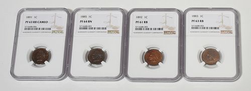 (4) 1 CENT INDIANS PF GRADE(4) 1
