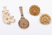 (4) 10K and 14K pins and charm