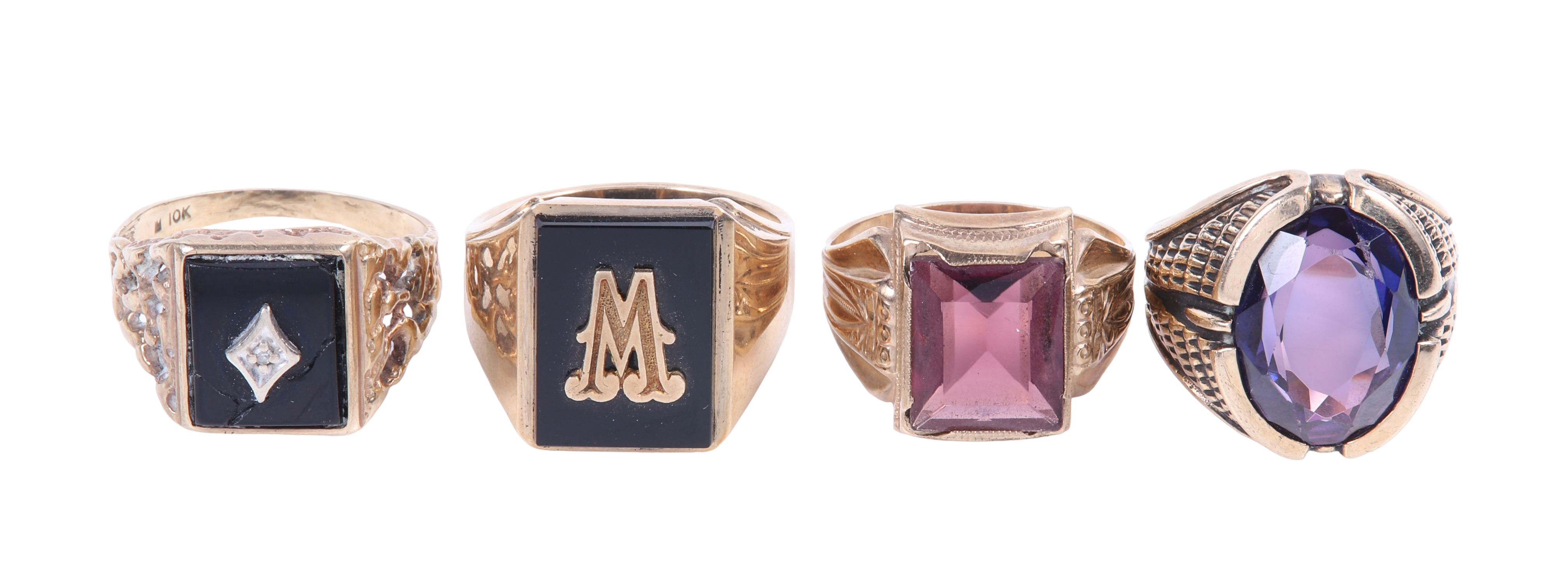 (4) 10K yellow gold rings to