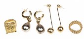 (4) 14K gold rings and earring