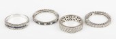 (4) 14K White gold diamond and