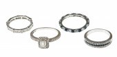 (4) 14K White gold diamond and