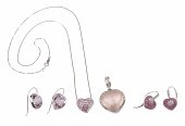 (4) 14K White Gold Heart Form