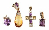 (4) 14K yellow gold multi-ston