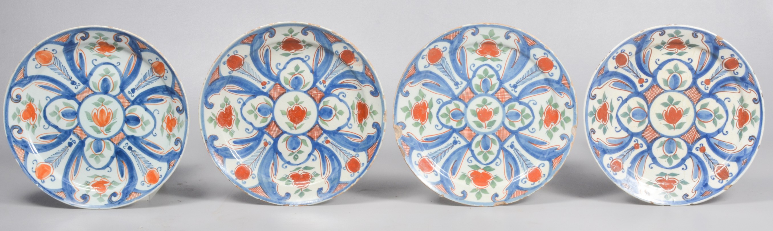 (4) 17th C. Dutch Delft peacock