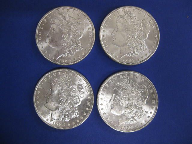4- 1888 Morgan Silver Dollars